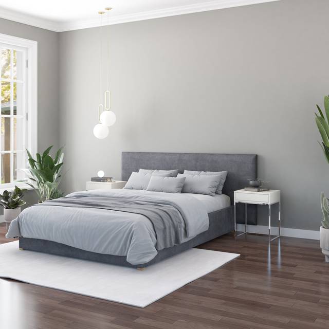 Aspire Furniture Aspire 90Cm X 210Cm Large Upholstered Headboard Wall Panel, Plush Velvet Steel, Grey