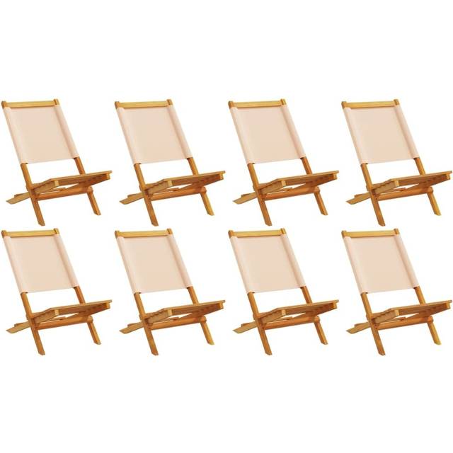 (beige, 8 pcs) vidaXL Folding Garden Chairs 6 pcs Chairs Cream White Fabric and Solid Wood