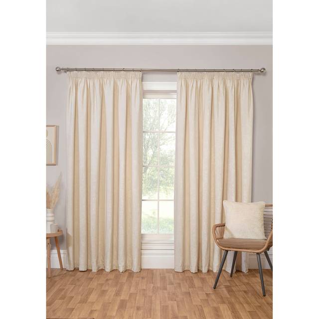 Chenille Taped Curtains - Natural / 168cm / 229cm - Divante - W 66 x D 90cm
