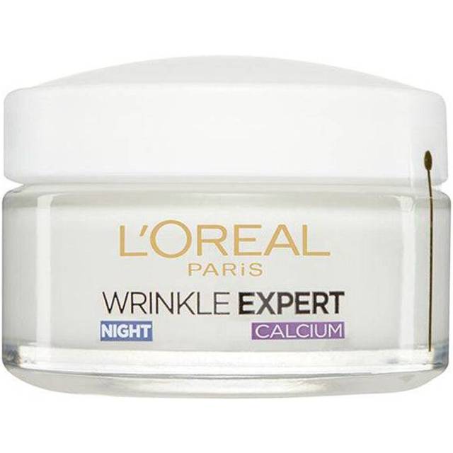 L'Oréal Paris Nattvård för ansiktet, fuktgivande anti-aging nattkräm med kalcium för att minska rynkor, anti-rynk Expert 55+, 1 x 50 ml