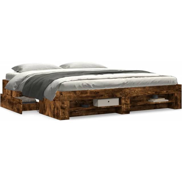 vidaXL Bed Frame without Mattress Sonoma Oak 200x200 cm Engineered Wood - Brown