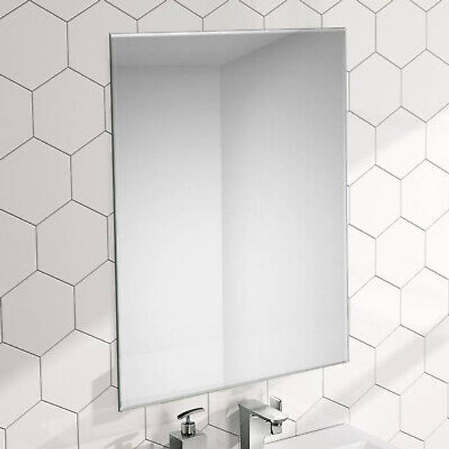 Enki - Horizon, BM030, 400 x 600mm Rectangular Bevelled Edge Frameless Glass Wall Mirror, Portrait or Landscape, For Bedroom, Bathroom, Shower Room,