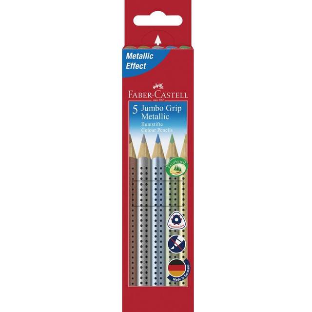 Faber-Castell 110993 5 Jumbo Grip Metallic Colour Pencil