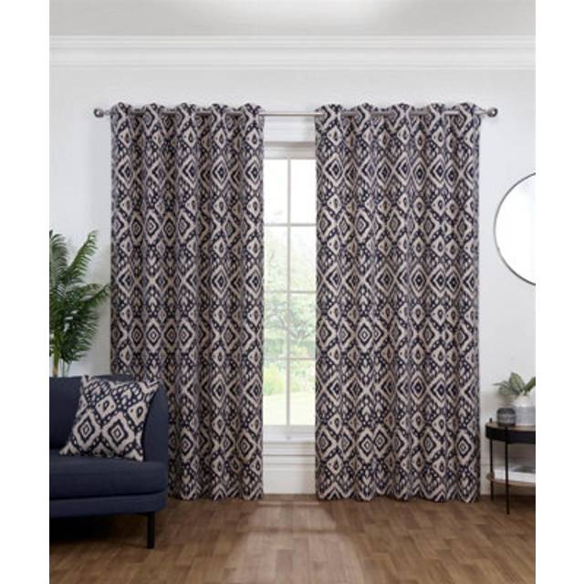 Sundour Marrakech Lined Eyelet Curtains - Navy - 66 x 90