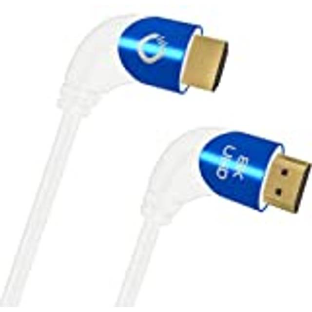Oehlbach Shape Magic UHD90 HDMI-kabel med vinklade kontakter, vit 1 me