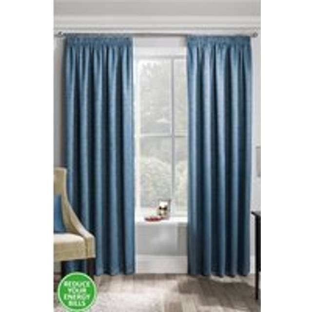 Matrix Thermal Blockout Ready Made Pencil Pleat Curtains Teal - Blue/Teal