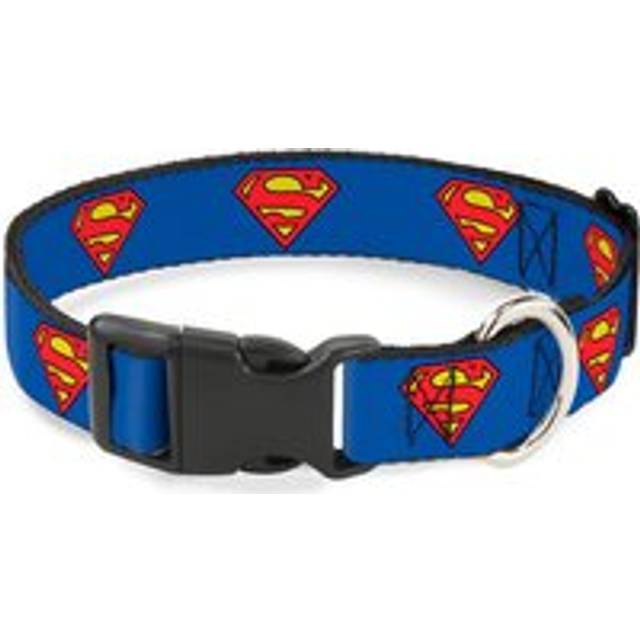 Buckle-Down DC Comics Superman Shield Plastic Clip Dog Collar - Blue (Various Sizes) - S/6-9 Inches