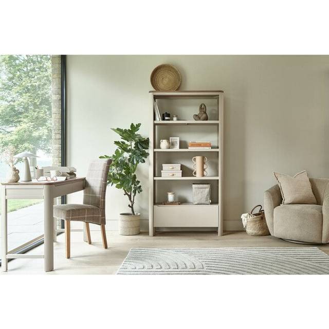Smoked Oak & Painted Bookcases - Tall Bookcase - Otto Range - Oak Furnitureland