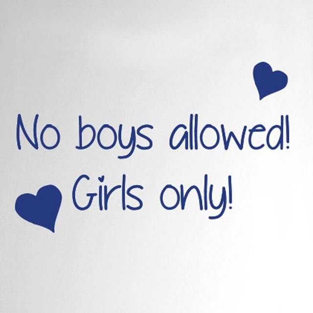 No Boys Allowed Girls Only Door Room Wall Sticker - Dark Blue (25cm H X 40cm W)