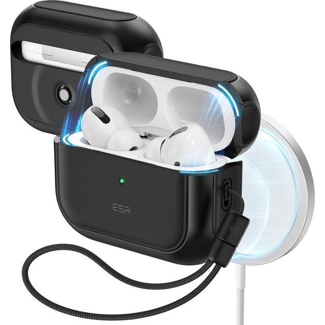 ESR Orbit Hybrid-fodral med HaloLock, kompatibelt med AirPods Pro (2. Generation), MagSafe Ready, hybrid-fallskydd för AirPods Pro (2022), svart