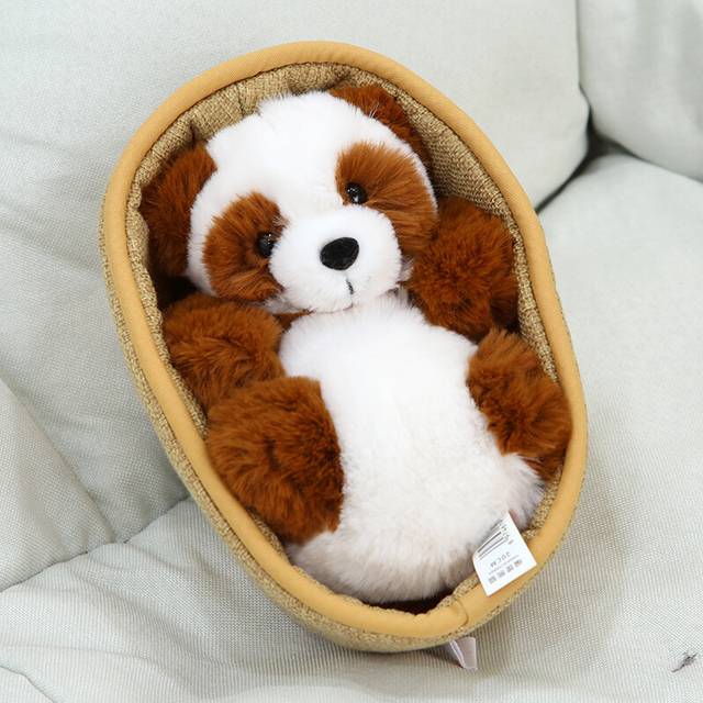 (Brown Panda) Childrens Plush Toy Doll Creative Basket Weaving Animal Panda Cute Pp Cotton
