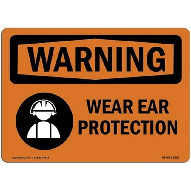 SignMission OS-WS-A-1218-L-12905 12 x 18 in. OSHA Warning Sign - Wear Ear Protection