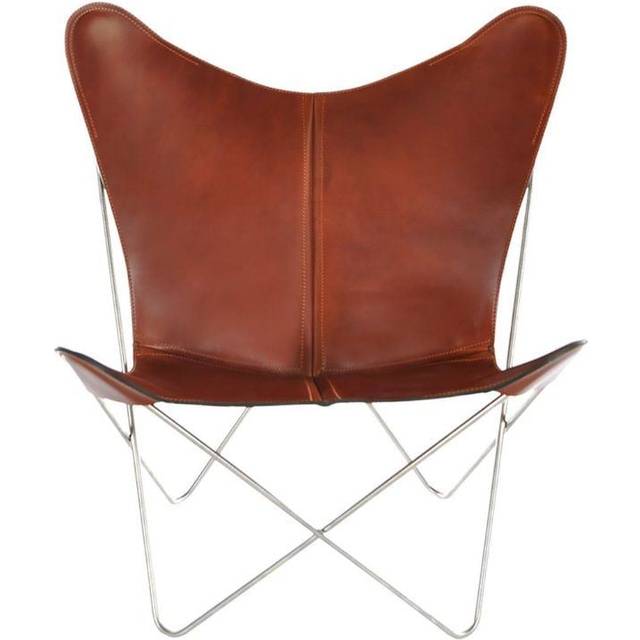 OX DENMARQ - TRIFOLIUM Chair - Fåtölj - Cognac Leather / Stainless Steel - H86 x W78 x D69cm