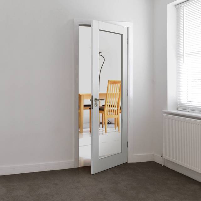 JB Kind Tobago Primed Glazed Internal Door (Size: 1981 x 686mm, Thickness: 35mm) White