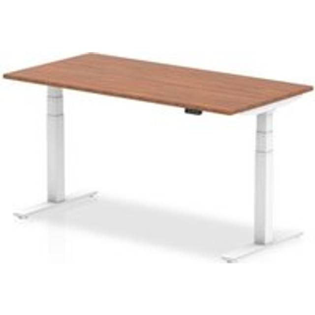 Air 1600/800 Walnut Height Adjustable Desk With White Legs - HA01027