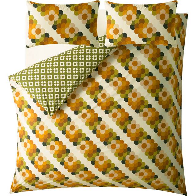Orla Kiely Retro Flower Stripe Multi Duvet Cover Set Retro Themed Super King Bedding Set Single Duvet Cover + 1 Standard Pillowcase
