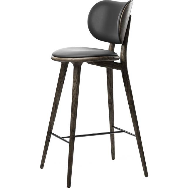 Mater Mater High Stool Backrest barstol låg läder svart, sirka grey ekstativ