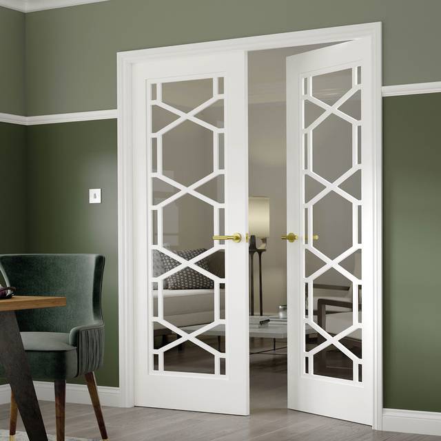 JB Kind Quartz Glazed - Primed Internal Door (Size: 1981 x 686mm, Thickness: 35mm) White