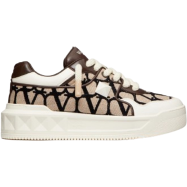 Valentino One Stud XL Toile Iconographe Canvas & Leather Sneaker