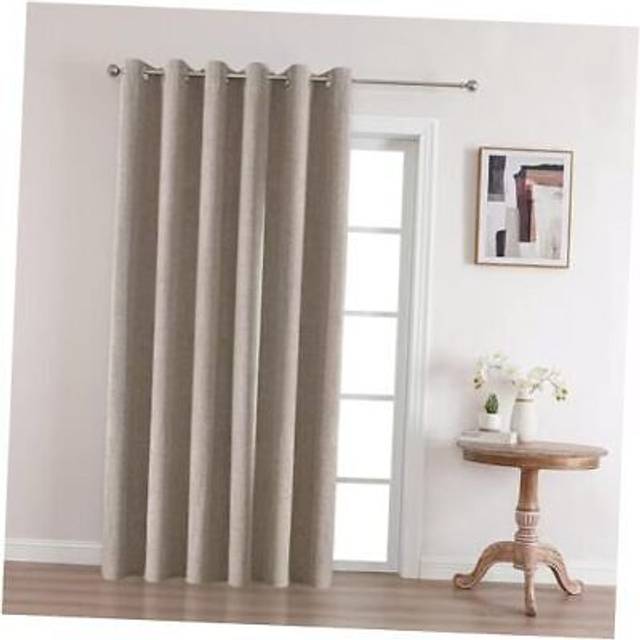 Joydeco 100% Linen Blackout Room Divider Curtains  Extra Wide Sliding Door Curtains Living Room Curtains  1 Panel 70x96 Inch Patio Door Curtains for R