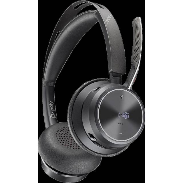 Poly Voyager Focus 2 - Headset - på örat - Bluetooth - trådlös, kabelansluten - aktiv brusradering - USB-A via Bluetooth-adapter - svart - Certifierad för Microsoft-teams