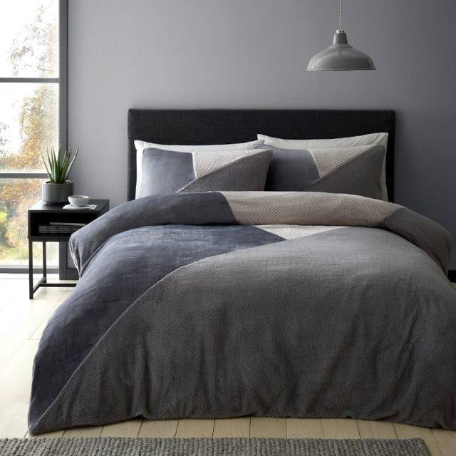 Cosy Larsson Geo Fleece Duvet Cover Set - Grey (Single)