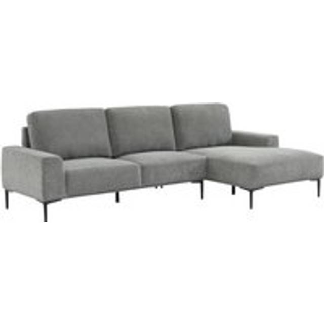 3-seater corner sofa in fabric and metal, right-hand corner, Atlanta, Charcoal Grey, 134x260x84 cm