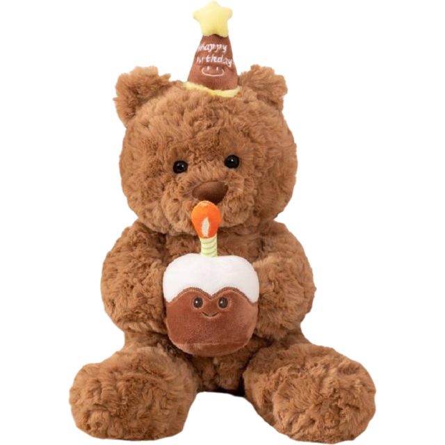 (40cm/15.75in) Birthday Cake Teddy Bear Plush Toy Doll Pillow Pp Cotton Stuffed Children Gift