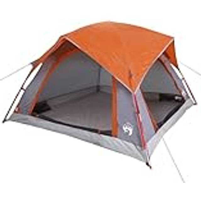(grey and orange) vidaXL Camping Tent Cabin 4-Person Patio Lightweight Tent Dome Tent Waterproof
