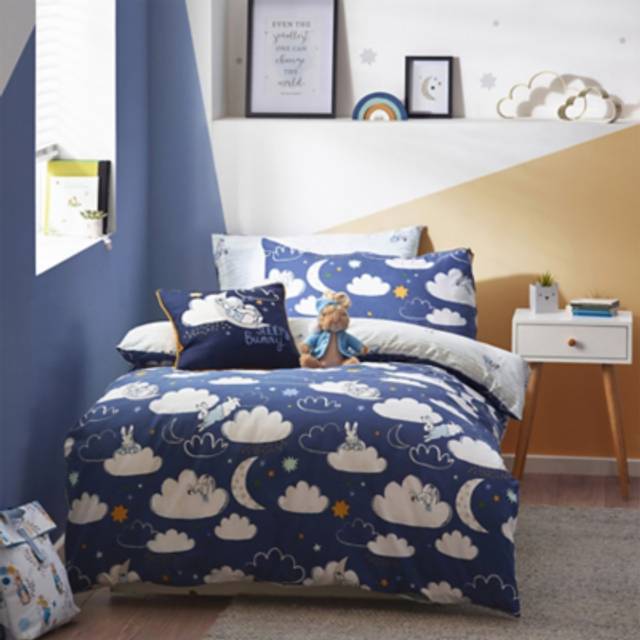 Peter Rabbit TM Sleepy Head Reversible Duvet Cover Set - Blue - Size Single