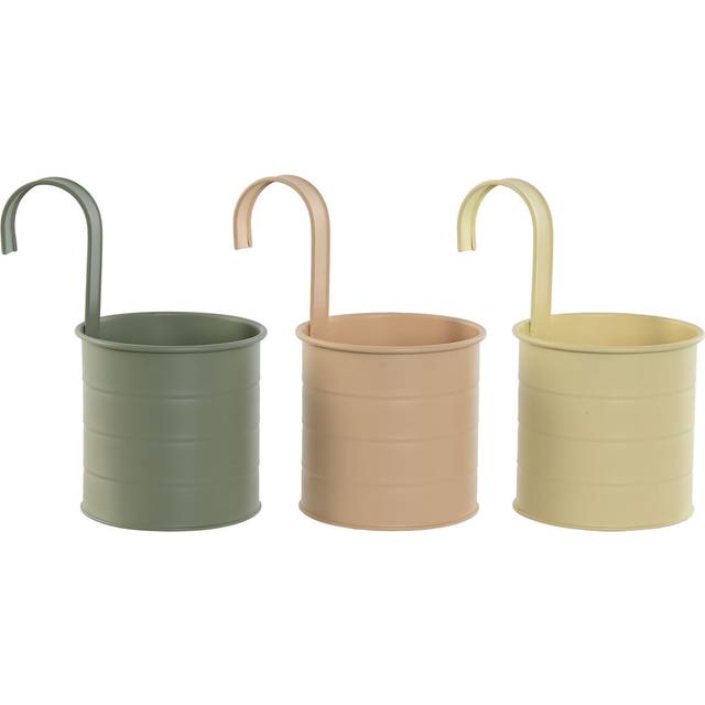 Kruka Home ESPRIT Gul Grön Ambra Ljusrosa Metall 11,5 x 11,5 x 21 cm (3 antal)