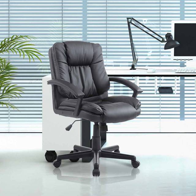 PU Leather Executive Office Chair Swivel Armchair PC Desk Computer Seat Height Adjustable (Black) Modern Racing Rolling-Black - CARTER | TJ Hughes Bl