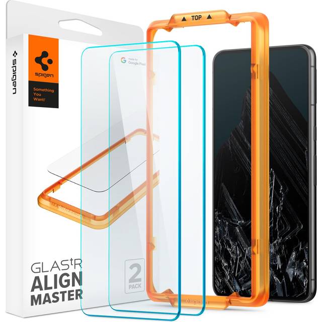 Spigen AlignMaster Skärmskydd kompatibel med Google Pixel 8 Pro, 2 Stycken, met sjabloon voor installatie, kristallklart, Responsiv Touch, Case friendly, 9H härdat Glas