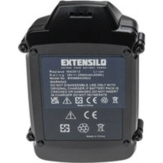 Extensilo - 2x Battery Replacement for Worx WA3551.1, WA3572, WA3575, WA3578 for Electric Work Tool (2500 mAh, Li-ion, 18 v)
