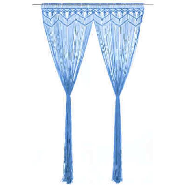 Macrame Curtain Blue 140x240 cm Cotton Vidaxl