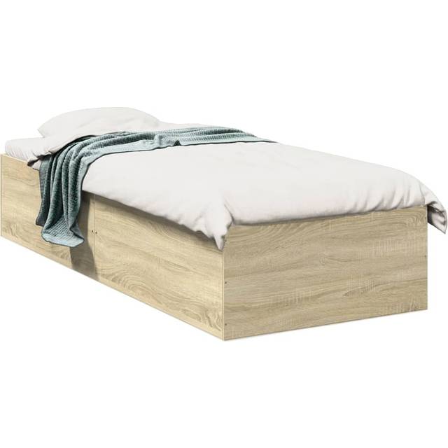vidaXL Bed Frame without Mattress Sonoma Oak 90x190 cm Single - Brown