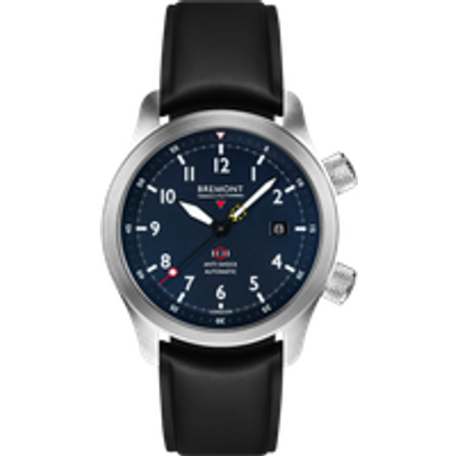Bremont Watch MBII Custom Stainless Steel Blue Dial with Green Barrel & Closed Case Back - Black Temple Island Deployment Clasp