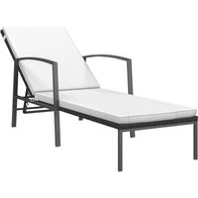 vidaXL Garden Sun Lounger with Cushion Poly Rattan Black