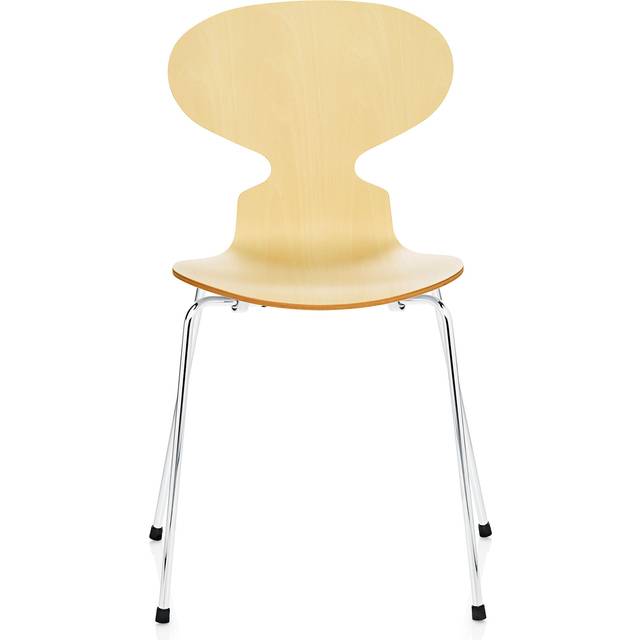 Fritz Hansen - Myran 3101 träfanér stålstativ krom bokfanér - Matstolar - Arne Jacobsen - Träfärgad - Metall/Trä
