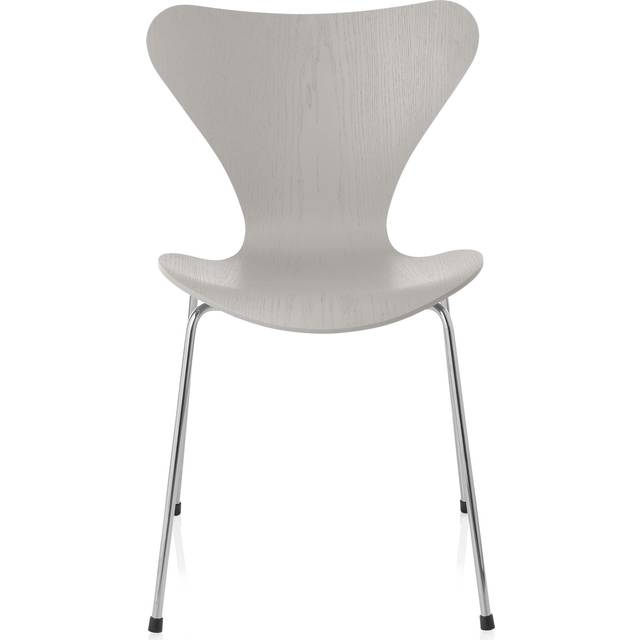 Fritz Hansen - Sjuan 3107 stol färgad askfanér stålstativ krom nine grey - Matstolar - Arne Jacobsen - Grå - Trä