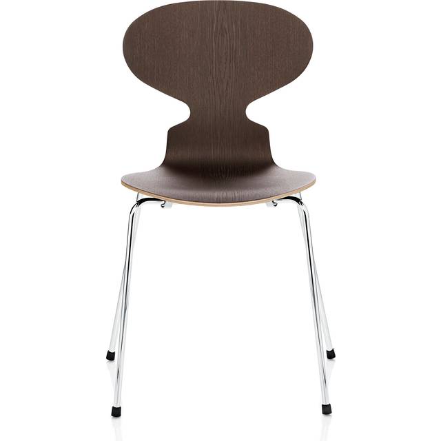 Fritz Hansen - Myran 3101 träfanér stålstativ krom mörkbetsad ekfanér - Matstolar - Arne Jacobsen - Träfärgad - Metall/Trä