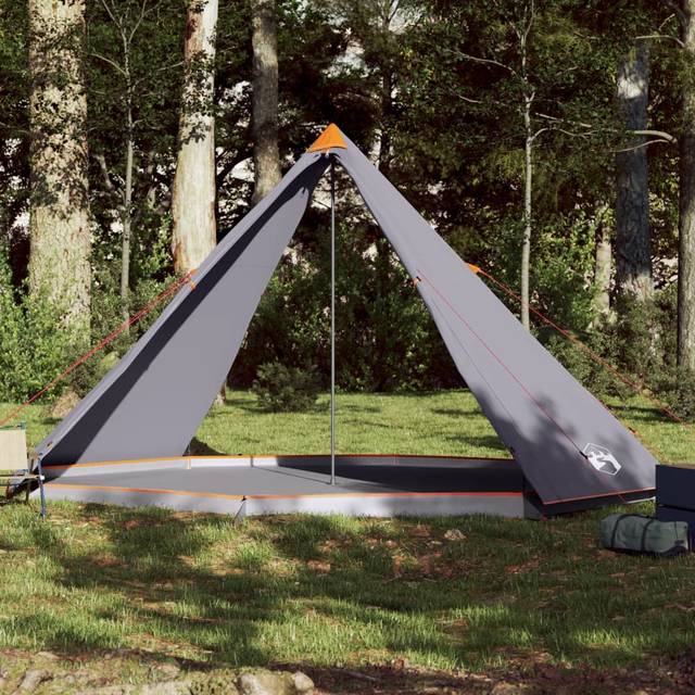 Familjetält tipi 8 person grå och orange vattentätt