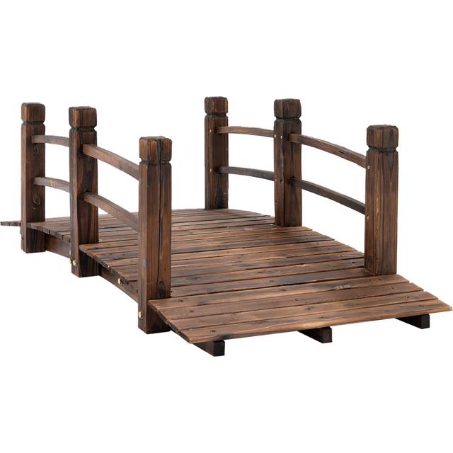 Outsunny Wooden Lawn Decor Stained Finish Arc Garden Bridge