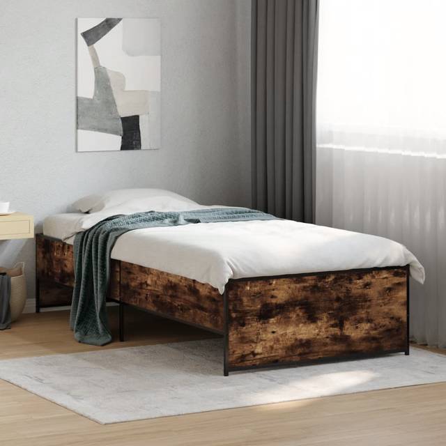 Vidaxl - Bed Frame without Mattress Smoked Oak 75x190 cm Small Single