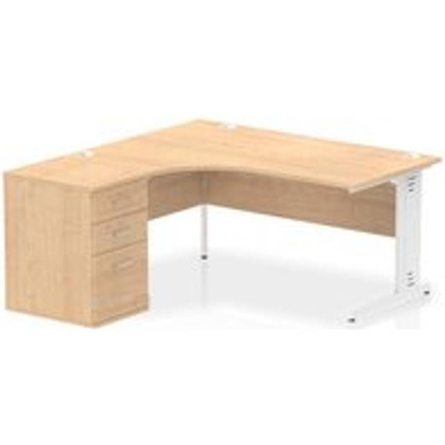 Impulse 1600 Left Crescent Desk Maple Cable Managed + Desk High Ped