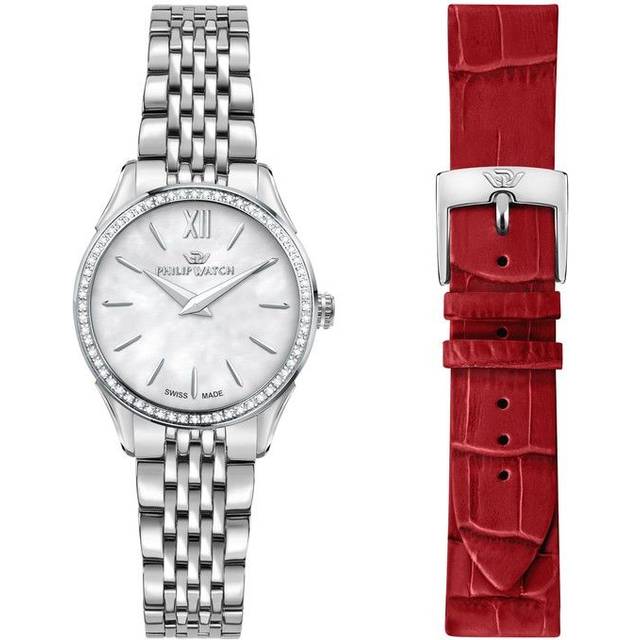 Philip Watch Swiss Made Roma Stainless Steel White Dial Quartz R8253217506 Women's Watch With Extra Strap