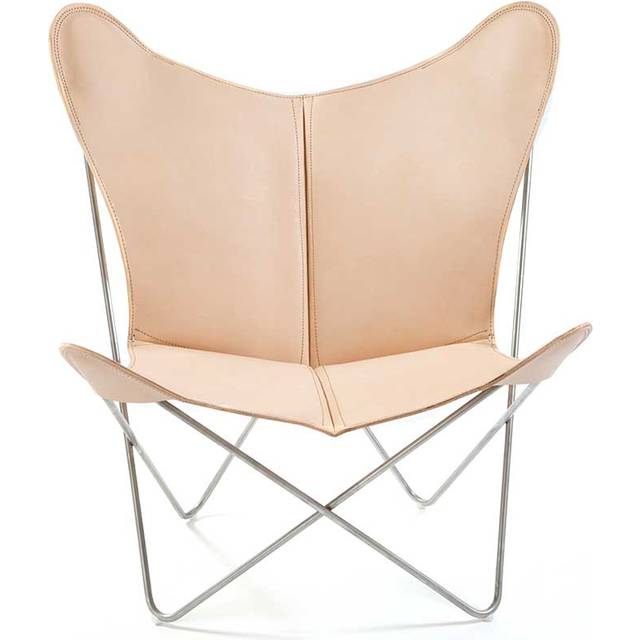 OX DENMARQ - TRIFOLIUM Chair - Fåtölj - Natural Leather / Stainless Steel - H86 x W78 x D69cm