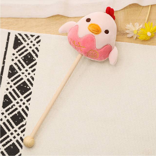 (Rooster) Plush Animal Cute Back Hammer Stick With Short Plush Fabric Bear Design