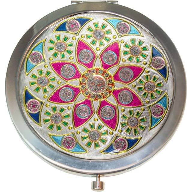 (Multi Stars Design) Compact Round Mirror for Pocket Handbag Folding Makeup Mirror with Dual Magnification Travel Mirror for Women and Girls Unique Co