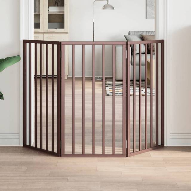 (brown, 50 x 90 x 2 cm/ 3 pcs) vidaXL Dog Gate with Door Foldable Dog Fence Pet Gate Pet Barrier Poplar Wood